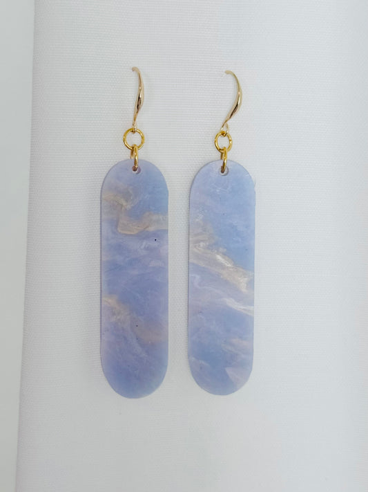 Oval Bar Earrings- Dawn Blue
