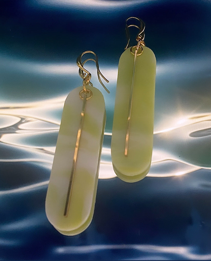 Oval Bar Earrings- Pastel Pistachio