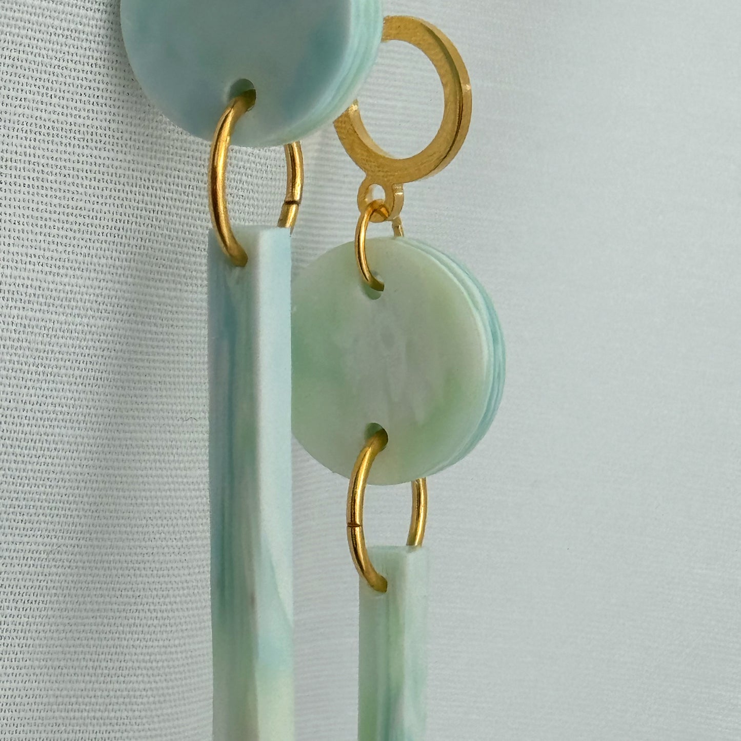 Disc & Bar Drop Earrings- Seafoam