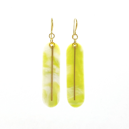 Oval Bar Earrings- Pastel Pistachio