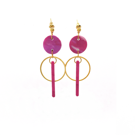 Mini Drop Halo Earrings- Hot Pink