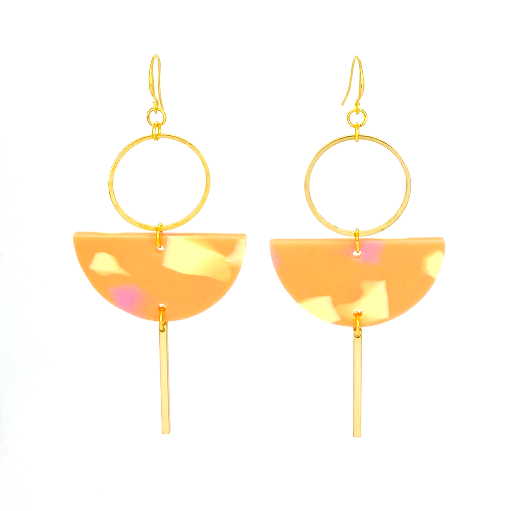 Eclipse Earrings- Peachy Terrazzo