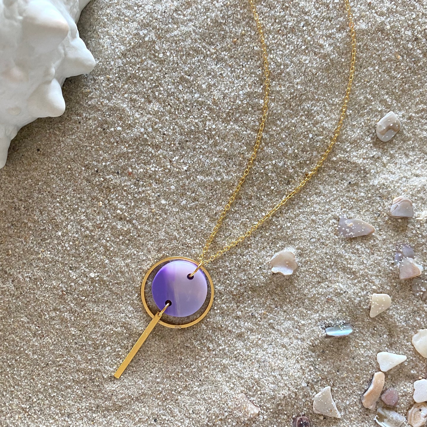Mini Halo Necklace- Periwinkle Pearl