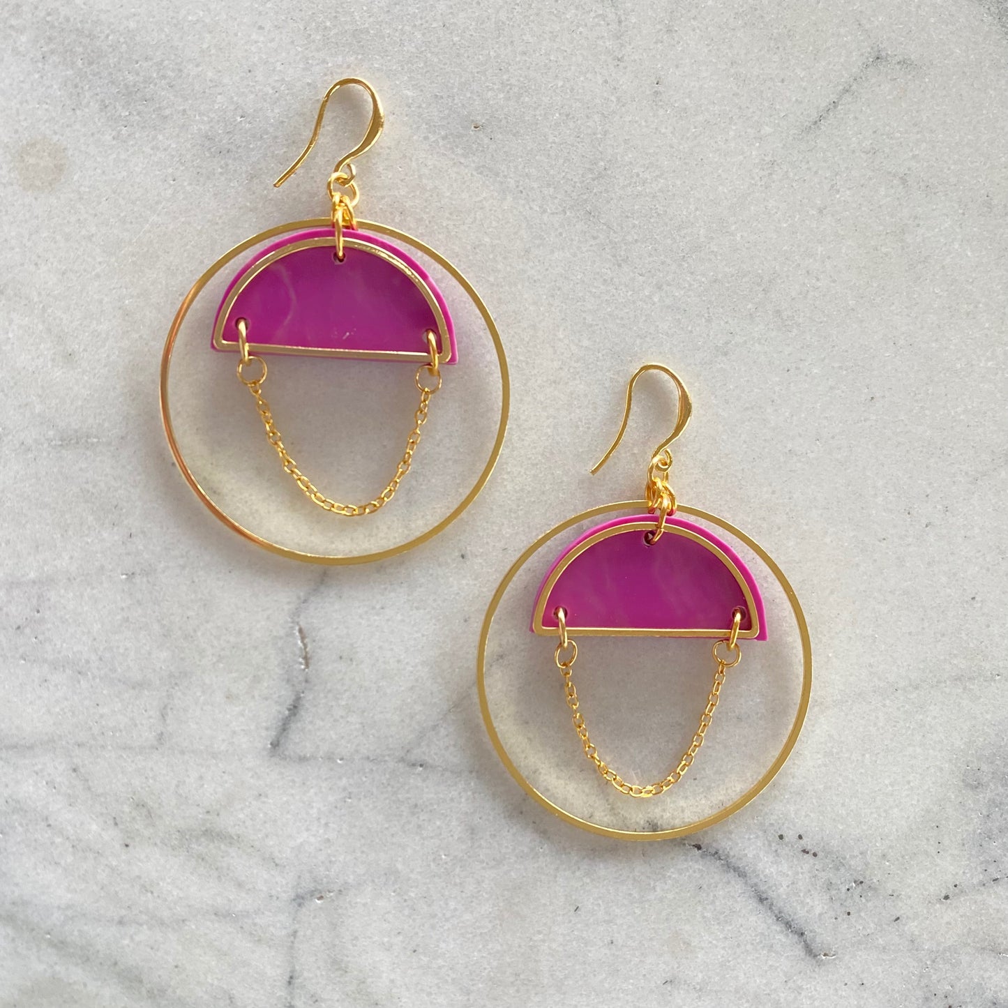 Lunar Sphere Earrings- Radiant Orchid