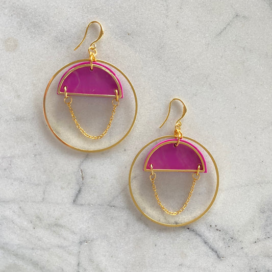Lunar Sphere Earrings- Radiant Orchid