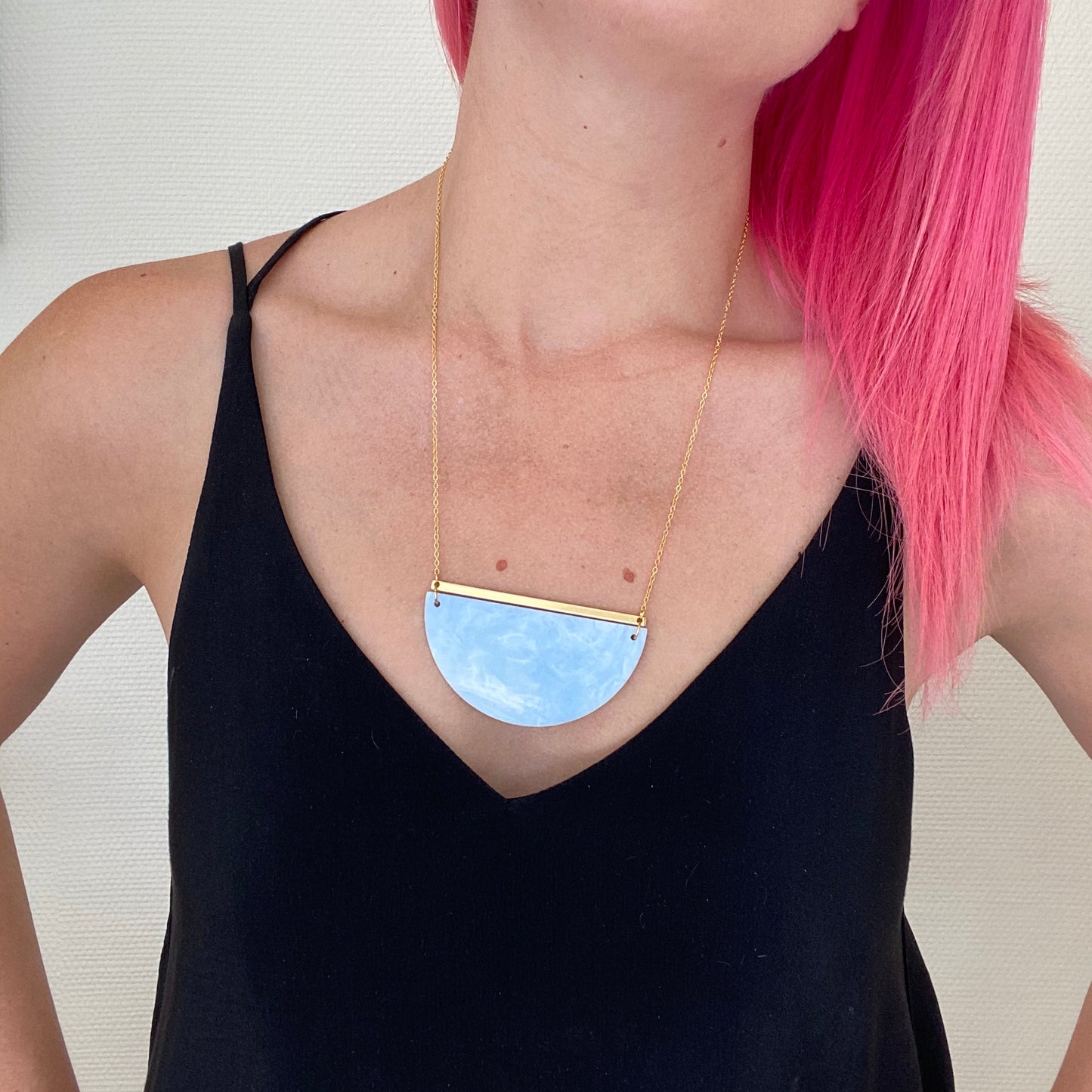Eclipse Necklace- Pearlescent Pink Marble