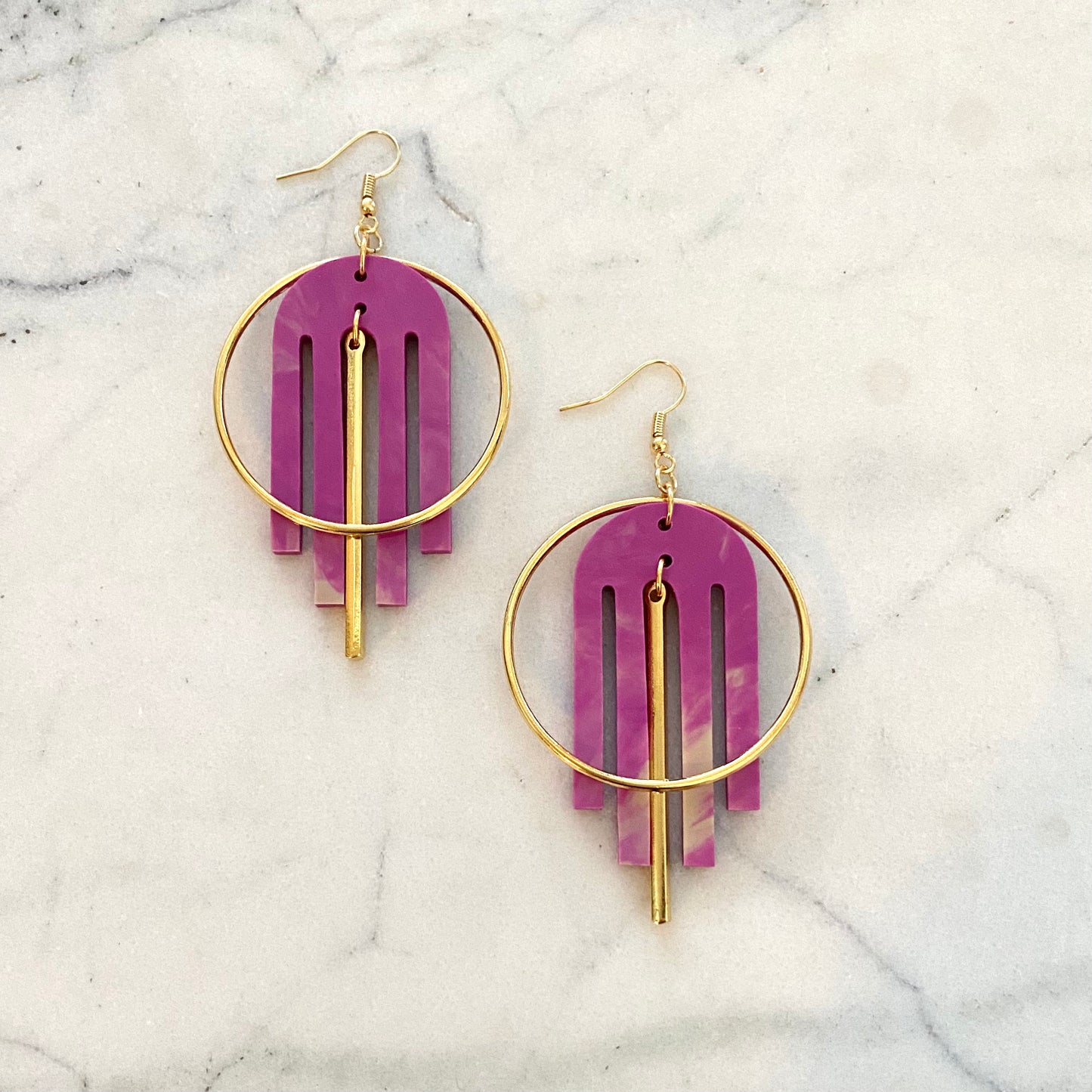 Arch Deco Earrings- Radiant Orchid