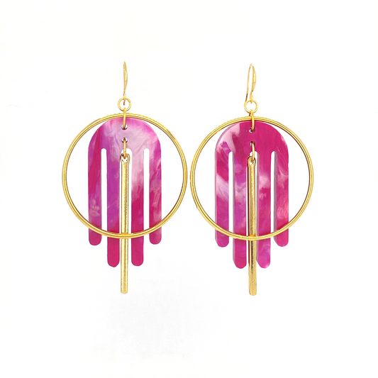 Arch Deco Earrings- Tropical Pink