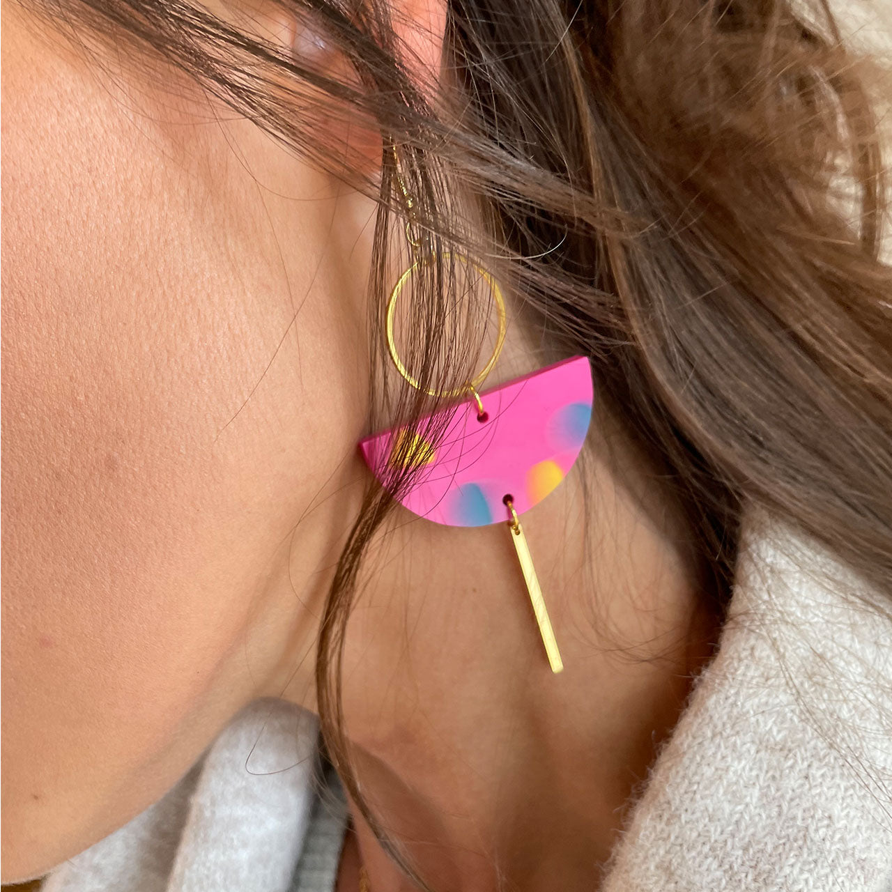 Eclipse Earrings- Peachy Terrazzo