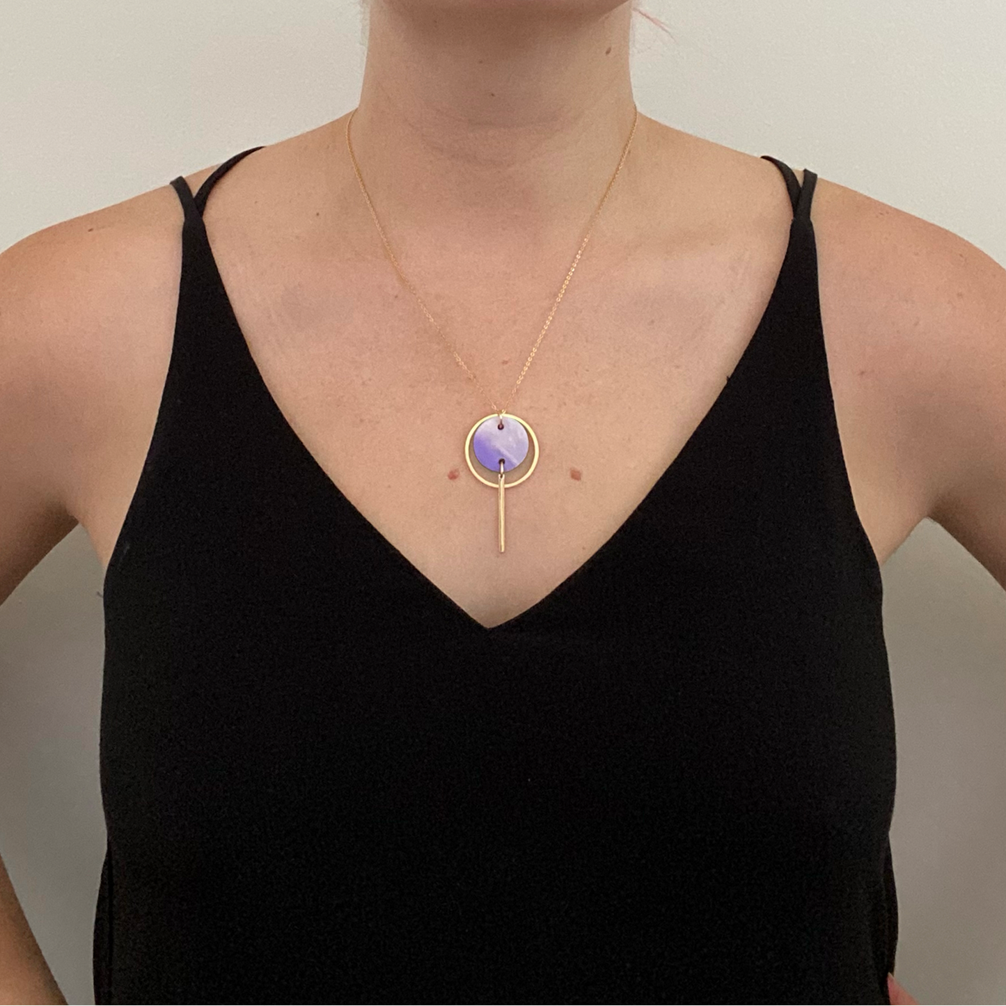 Mini Halo Necklace- Periwinkle Pearl
