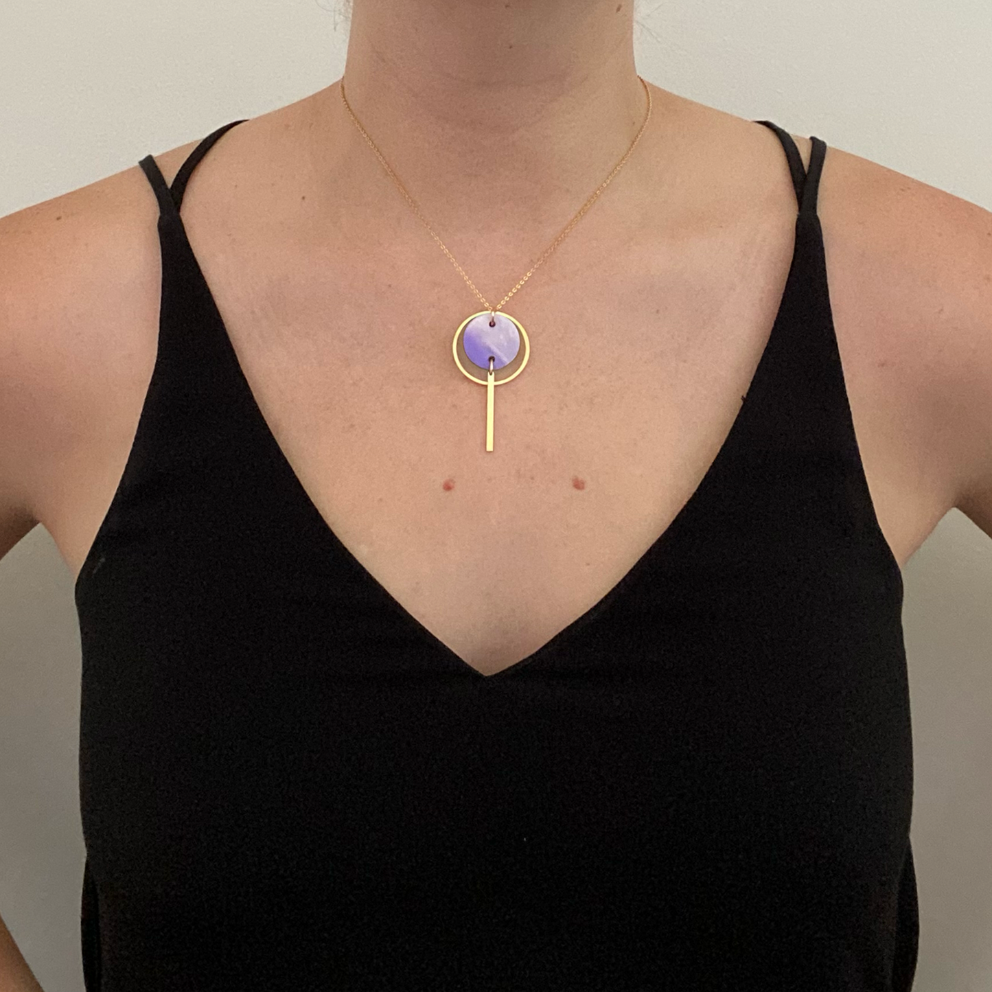 Mini Halo Necklace- Periwinkle Pearl