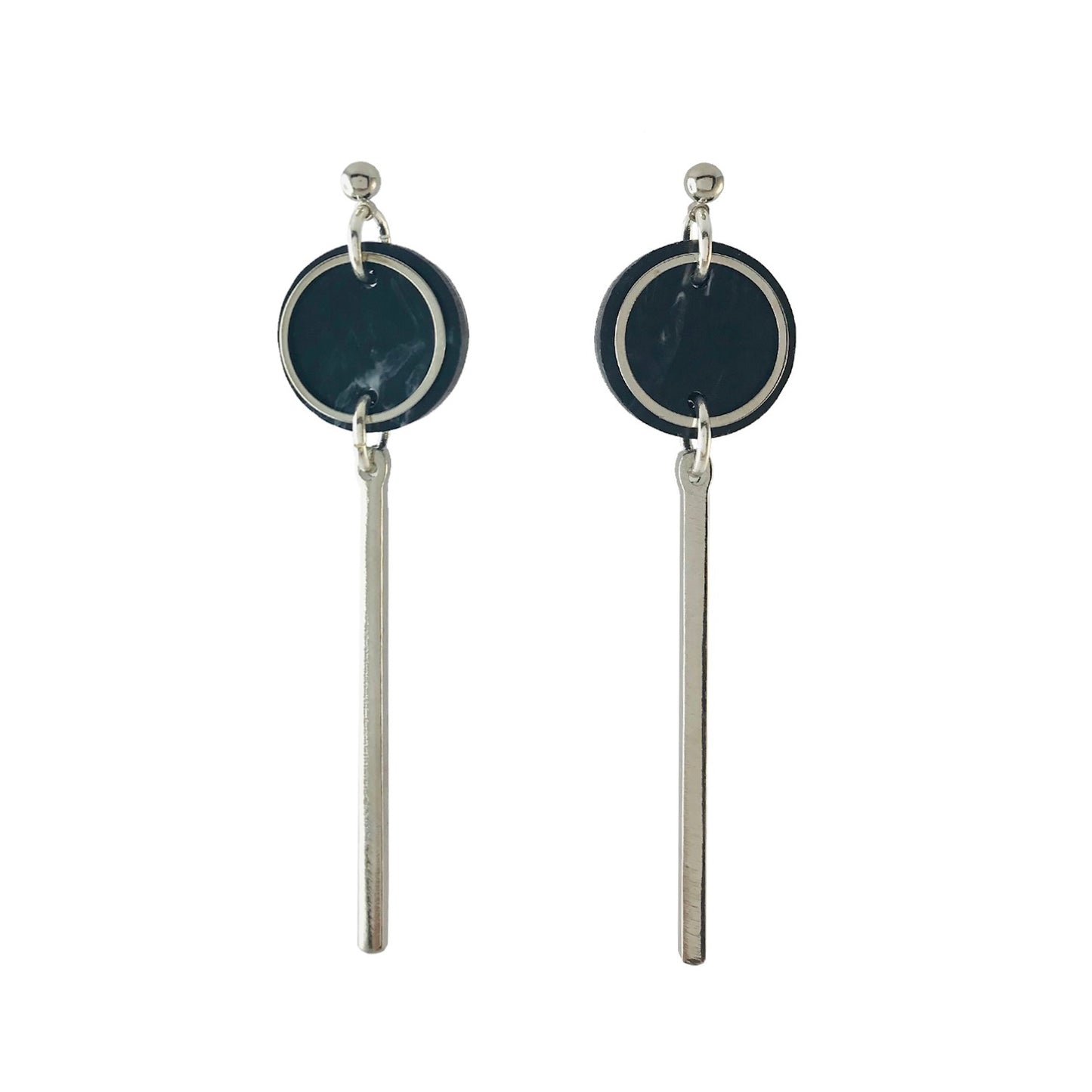Rise Earrings- Dark Grey Marble
