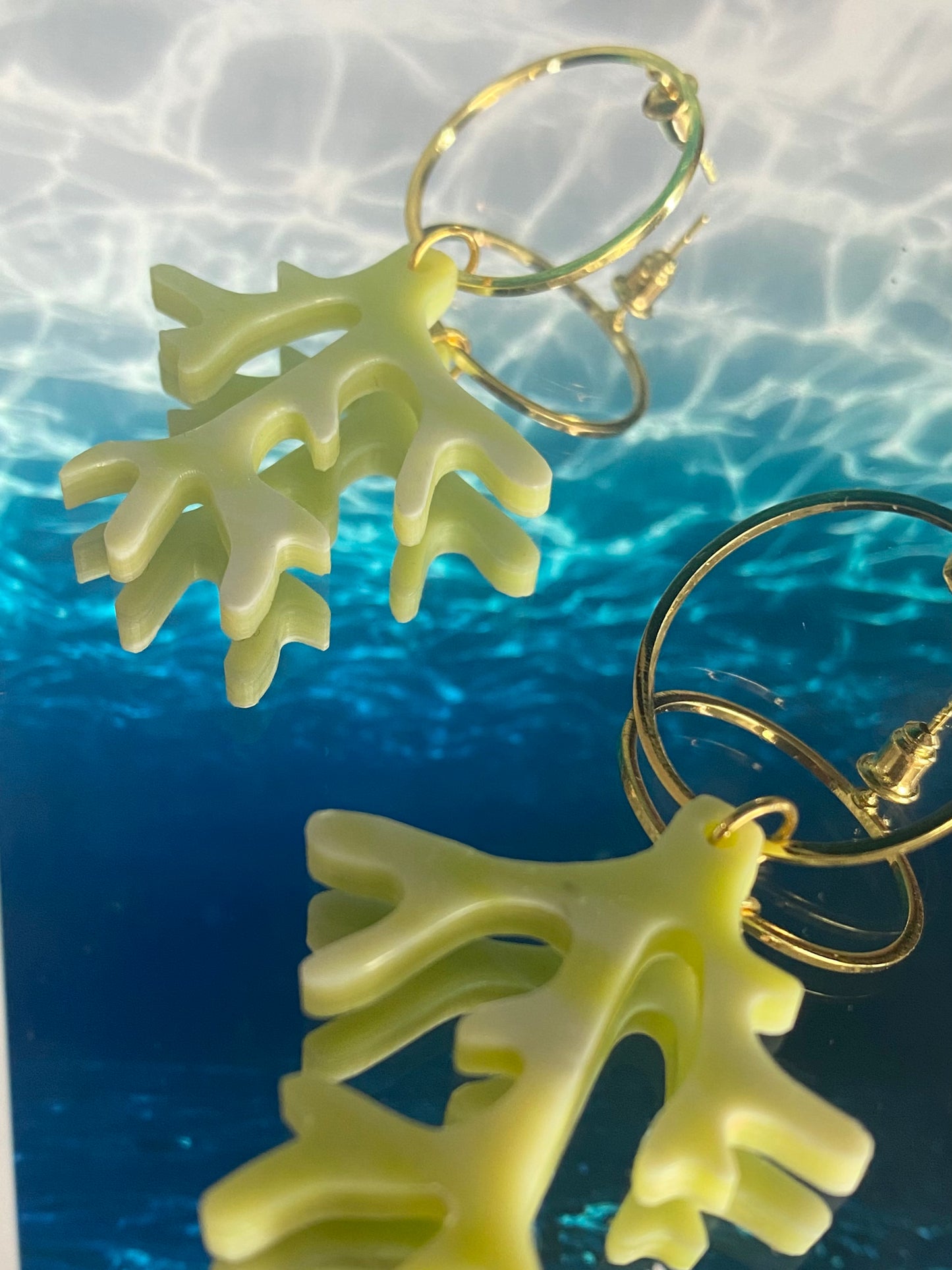 Mini Coral Halo Drop Earrings- Pastel Pistachio