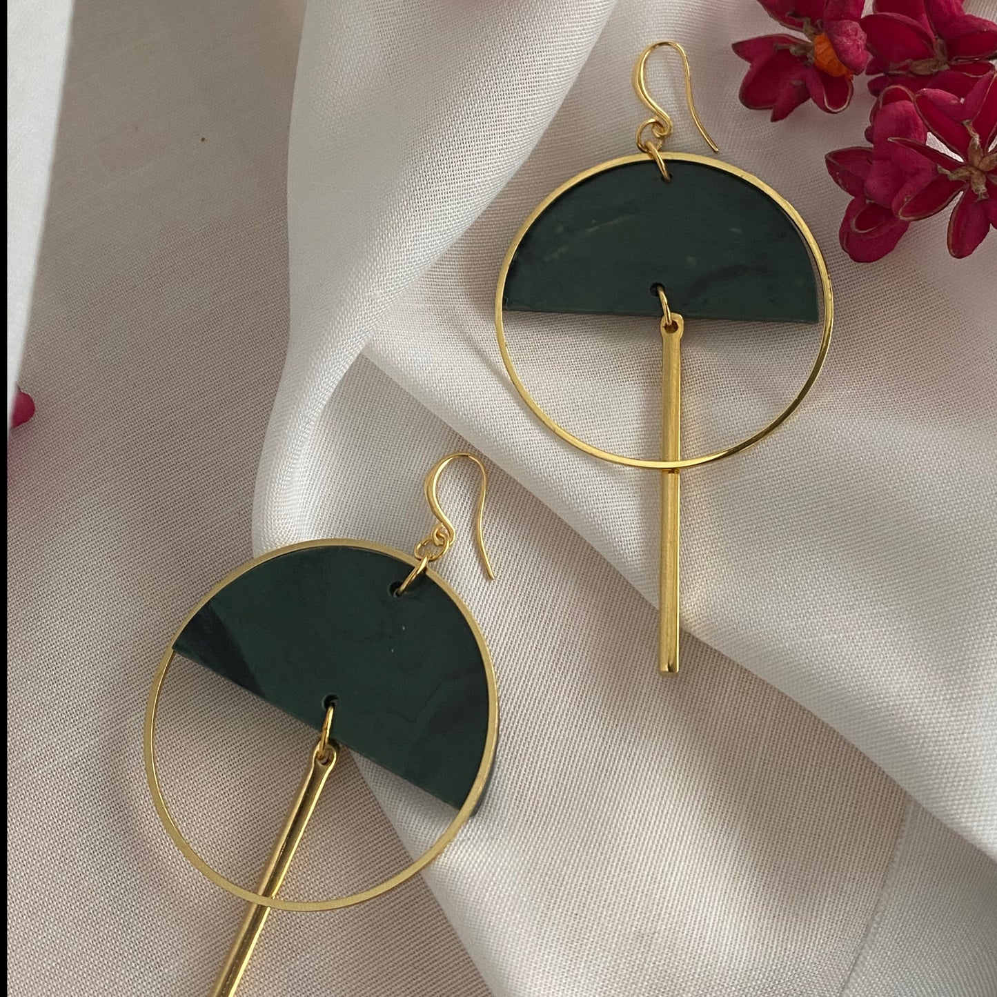 Lunar Earrings- Dark Olive Green