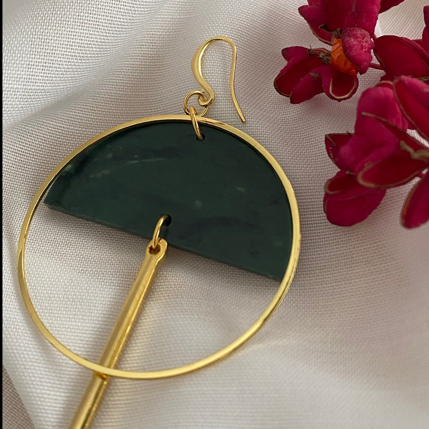 Lunar Earrings- Dark Olive Green