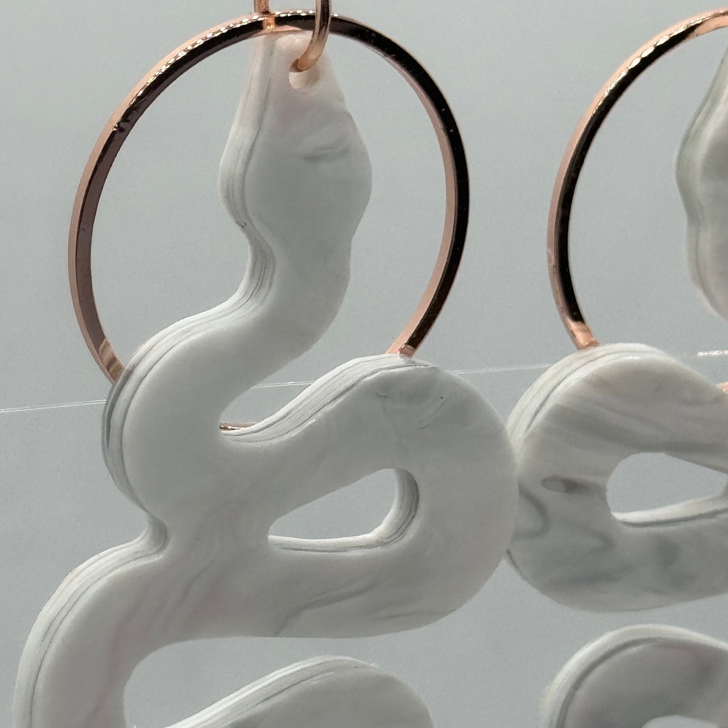 Snake Charmer Earrings- Grey & Pale Pink Marble