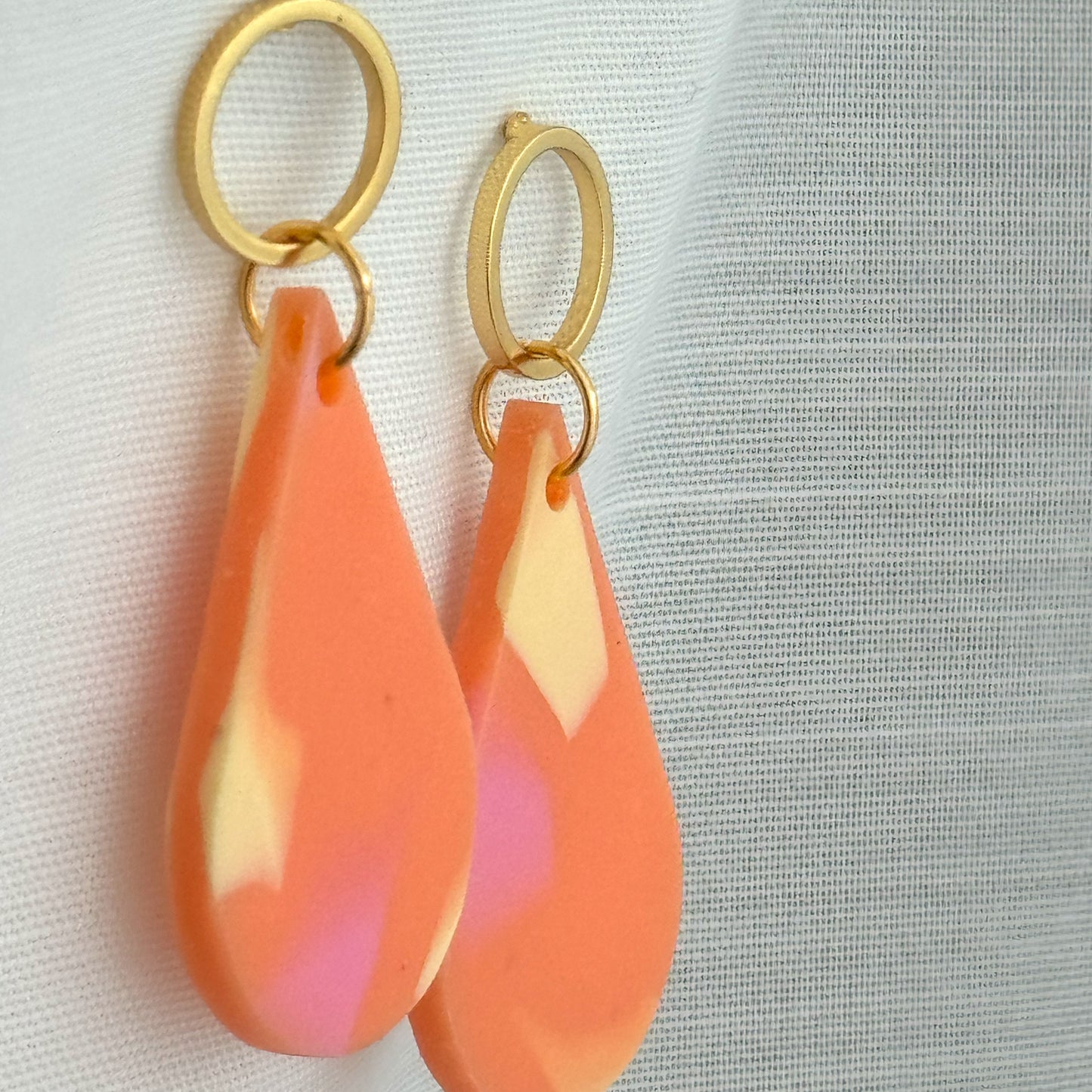 Tear Drop Earrings- Peachy Terrazzo