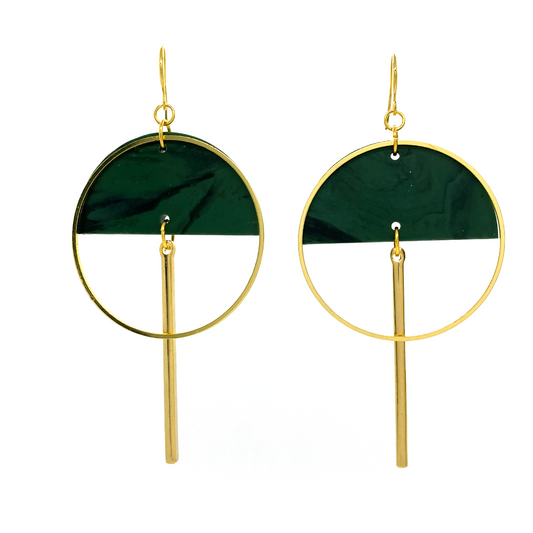 Lunar Earrings- Dark Olive Green