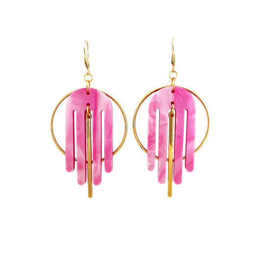 Arch Deco Earrings- Hype Pink