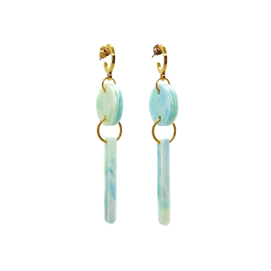 Disc & Bar Drop Earrings- Seafoam