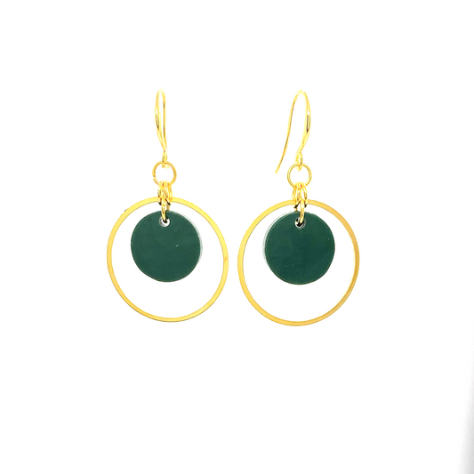 Mini Halo Earrings- Malachite Green