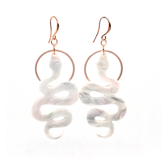 Snake Charmer Earrings- Grey & Pale Pink Marble