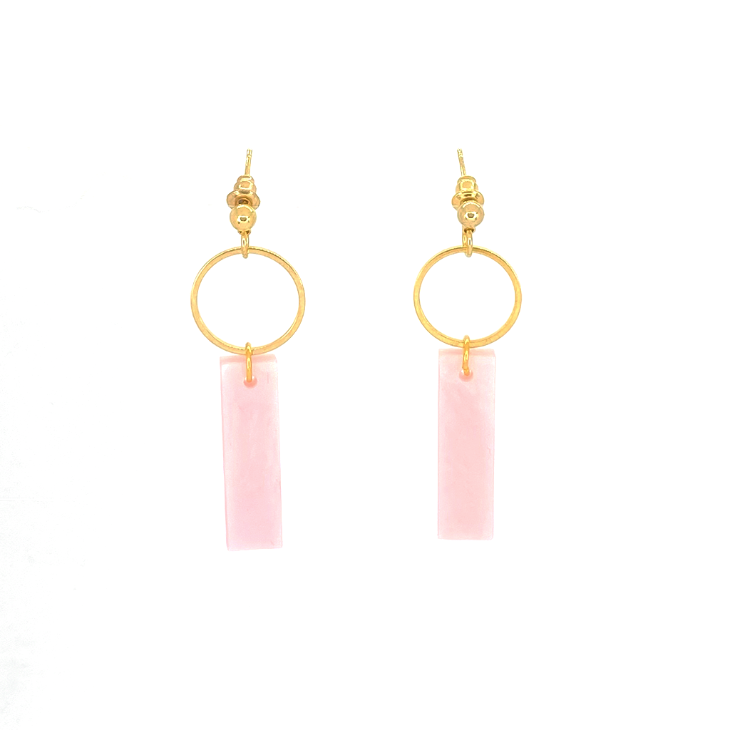 Bar Pendant Earrings (S)- Pearlescent Pink