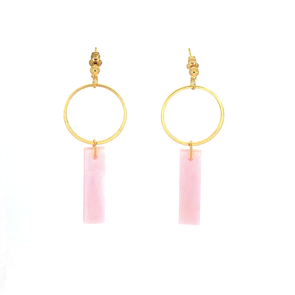 Bar Pendant Earrings (M)- Pearlescent Pink