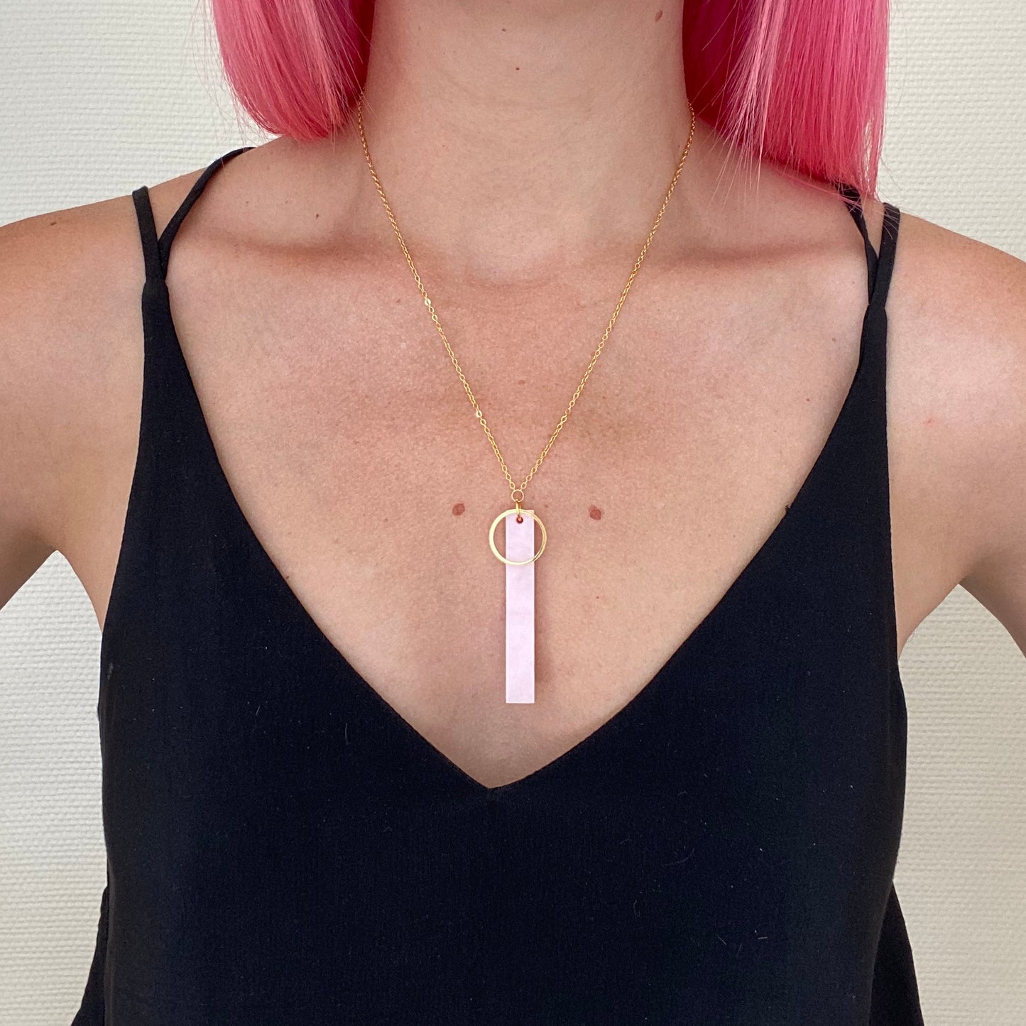 Rise Necklace- Pearlescent Pink Marble