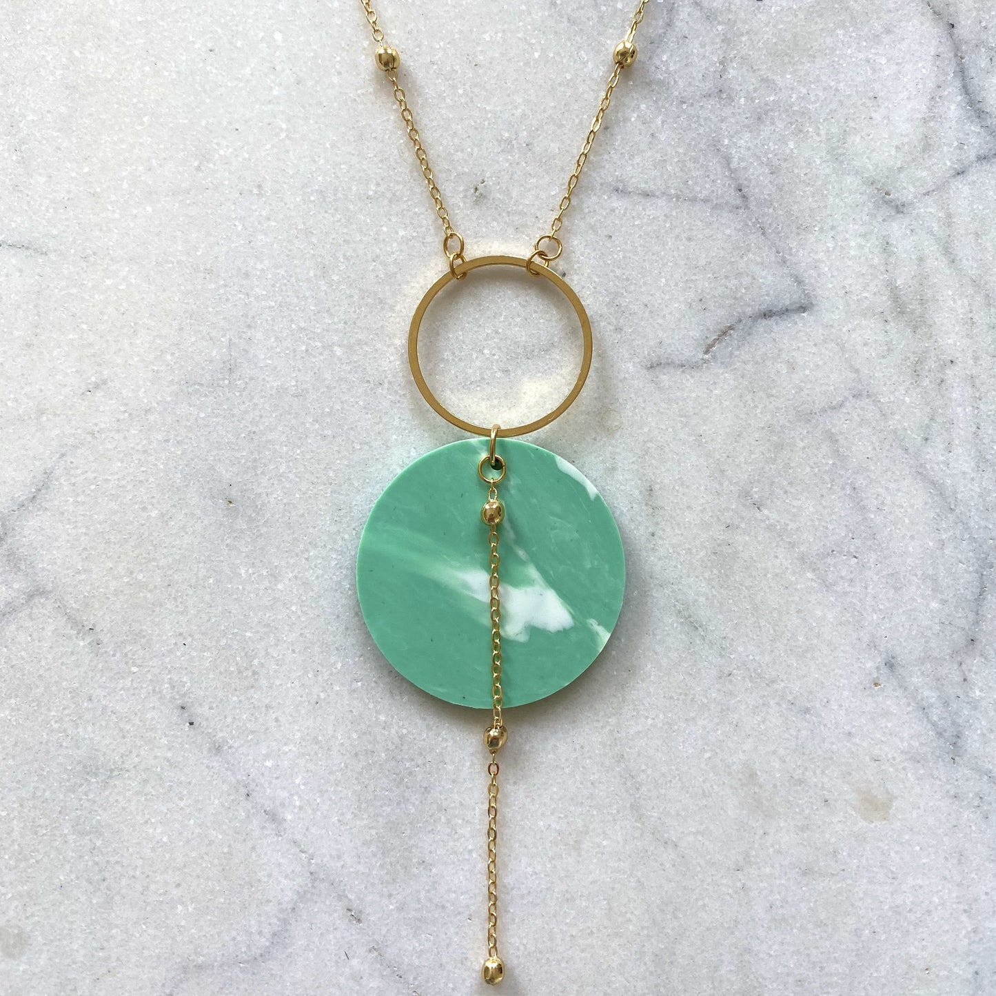 Celestial Necklace- Jade Green Marble
