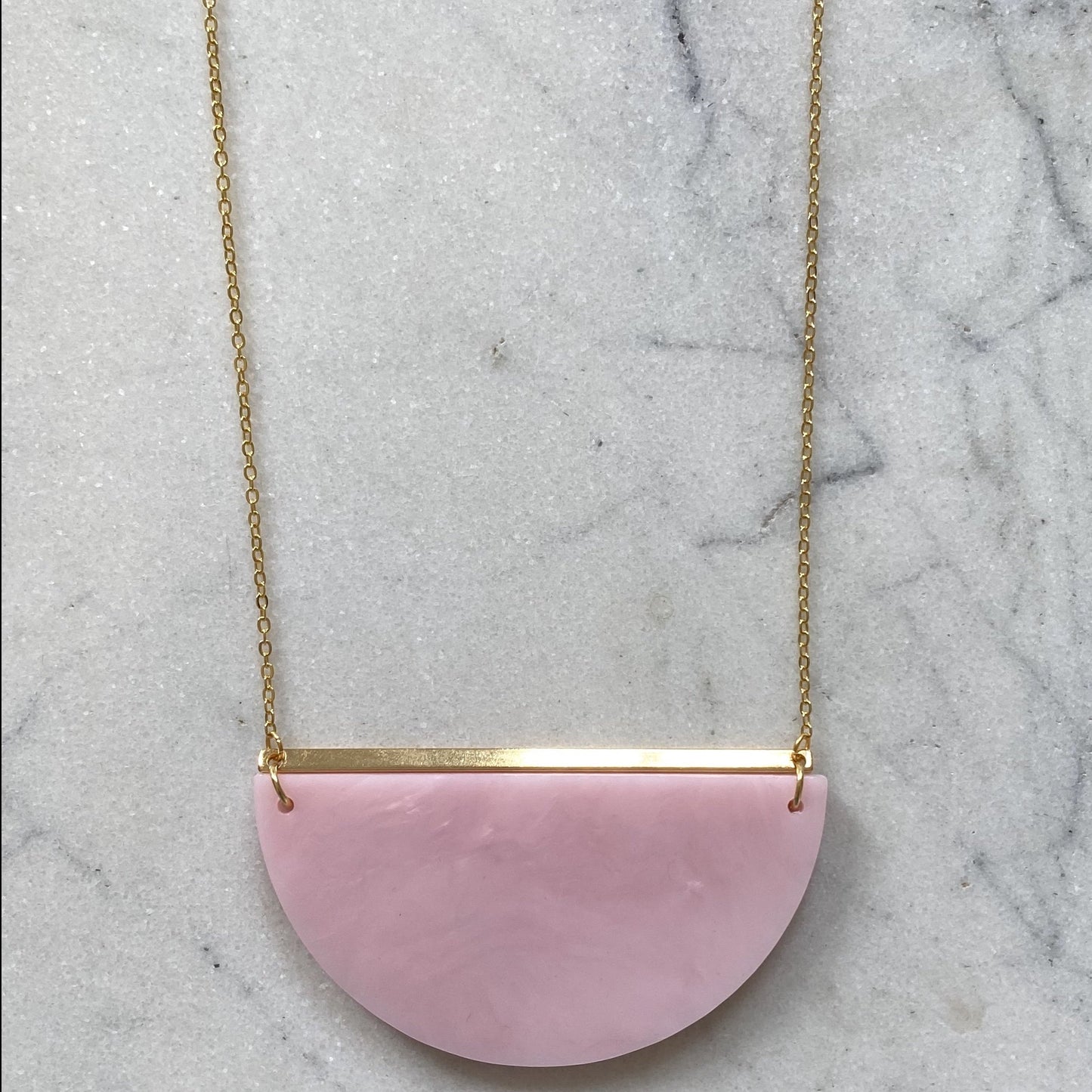 Eclipse Necklace- Pearlescent Pink Marble