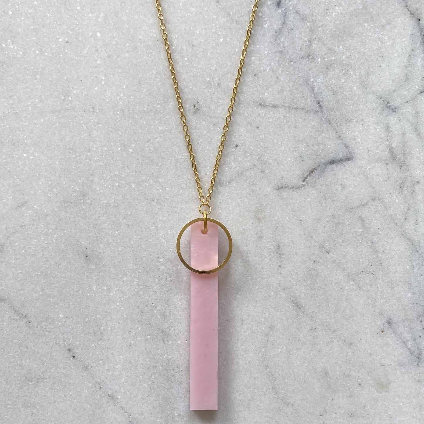 Rise Necklace- Pearlescent Pink Marble