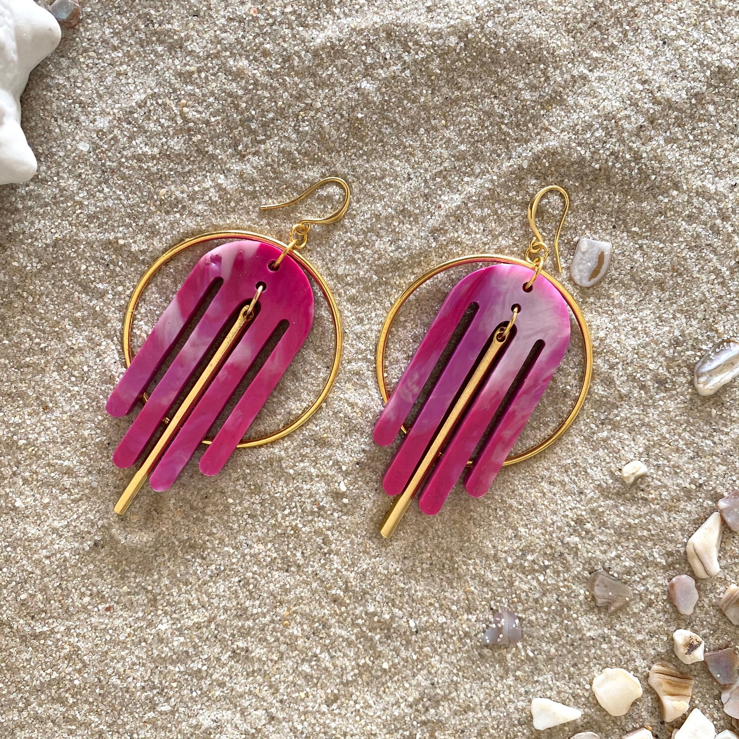 Arch Deco Earrings- Tropical Pink