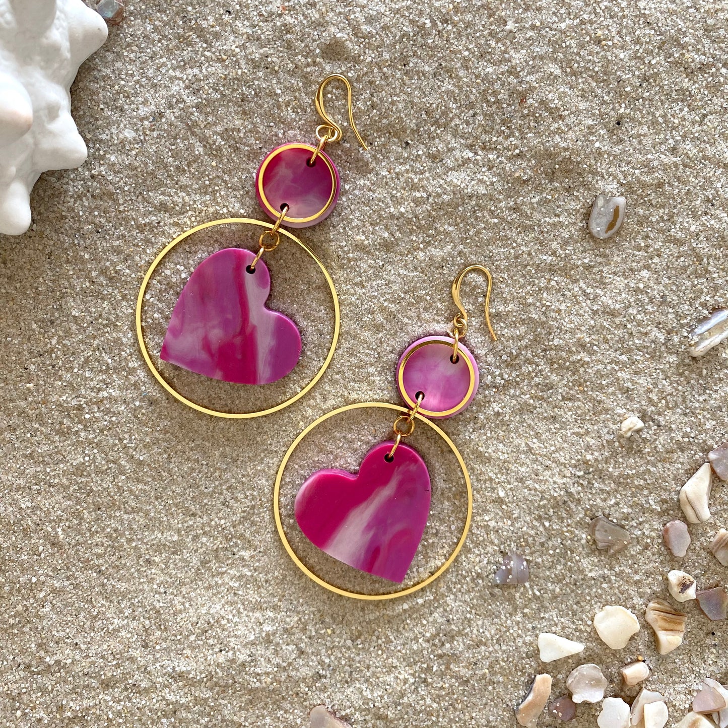 Solar Heart Earrings- Tropical Pink