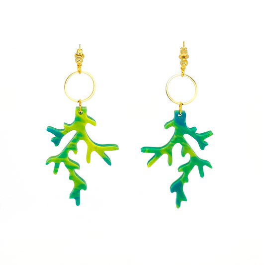 Coral Reef Earrings (Medium)- Tropical Green
