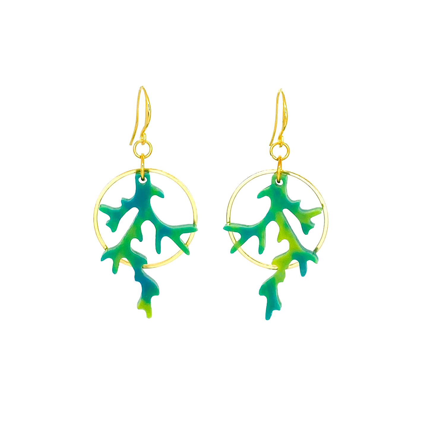 Mini Coral Halo Earrings- Tropical Green