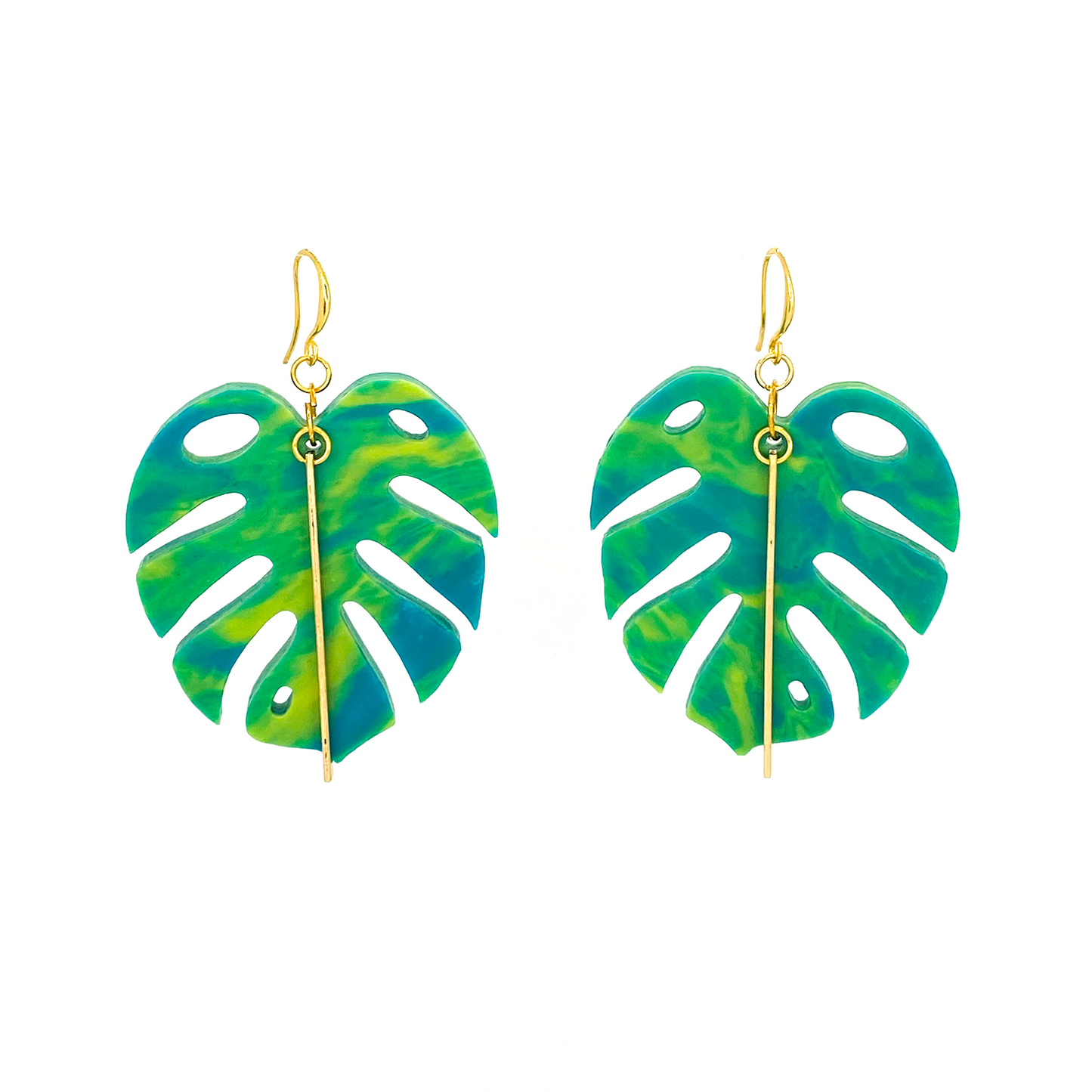 Monstera Earrings- Tropical Green