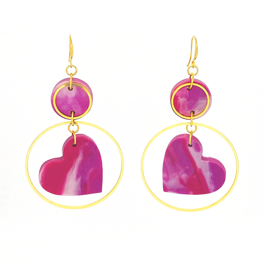 Solar Heart Earrings- Tropical Pink